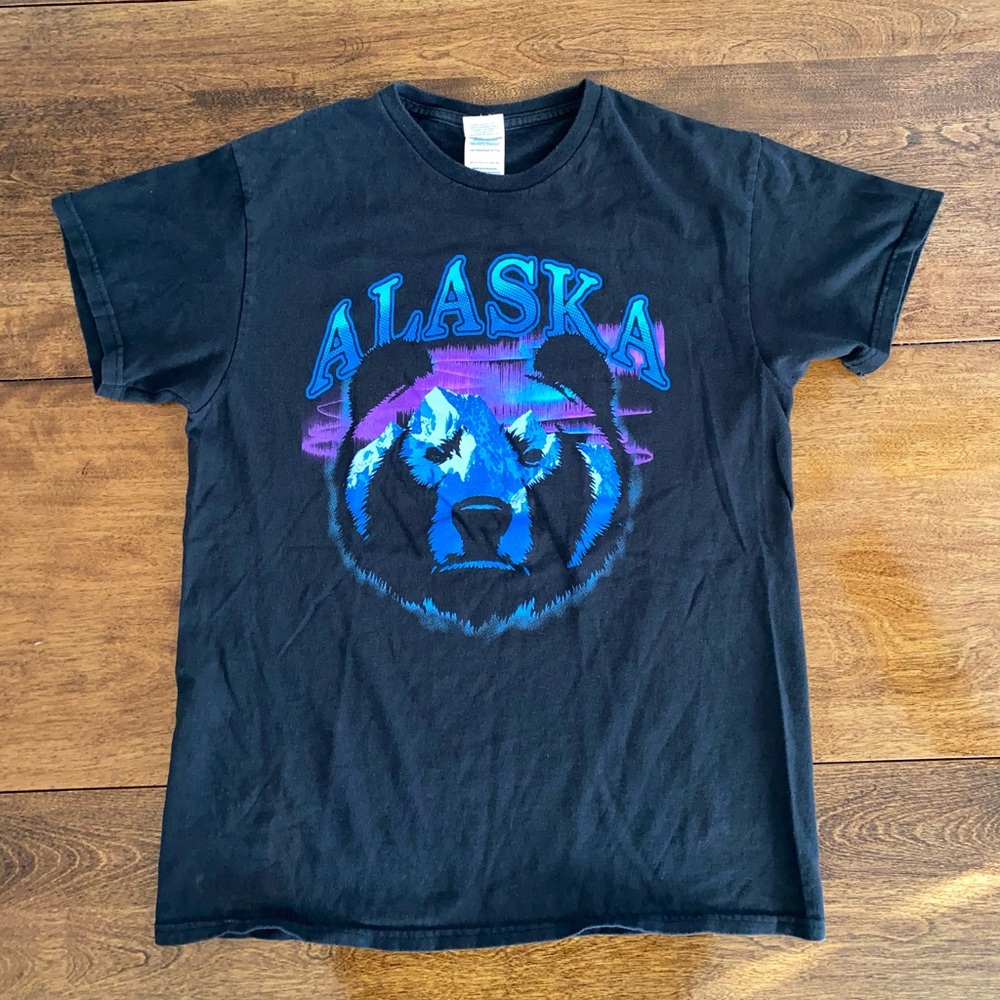 Vintage Alaska Graphic T-shirt Mens Black Med Bear